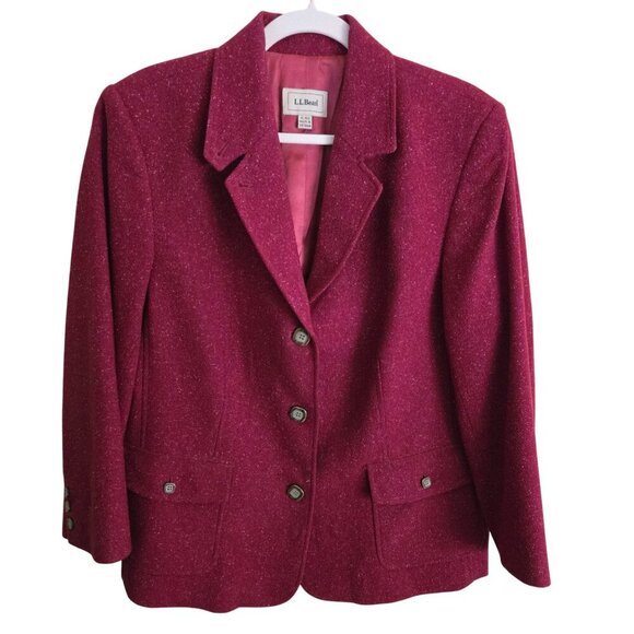 L.L. Bean Vintage Cranberry Speckled Single Breasted Wool Blend Blazer Size XL - Picture 1 of 5